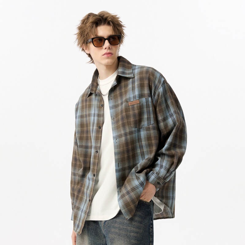 American Style Retro Washed Denim Long Sleeve Striped Shirt Daily Wear Spring and Autumn Fashion Popular Men's Casual Shirt