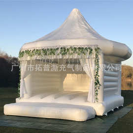 充气小城堡蹦床欧式婚礼跳床帐篷白色求婚游乐摄影道具小跳床