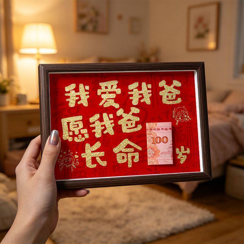 Father's Day Gift Photo Frame I Love My Dad, I Wish My Dad a Long Life of 100 Years, Photo Frame as a Birthday Gift for Mom and Dad