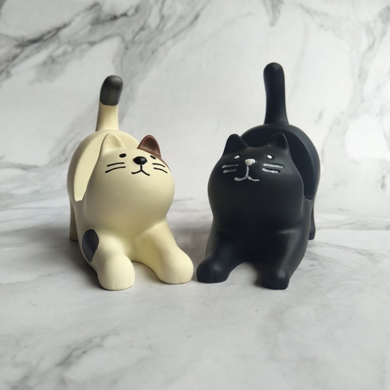 雑貨伸ばし猫デスクトップスタンド黒猫オーナメント怠惰な携帯電話スタンド樹脂工芸品|undefined