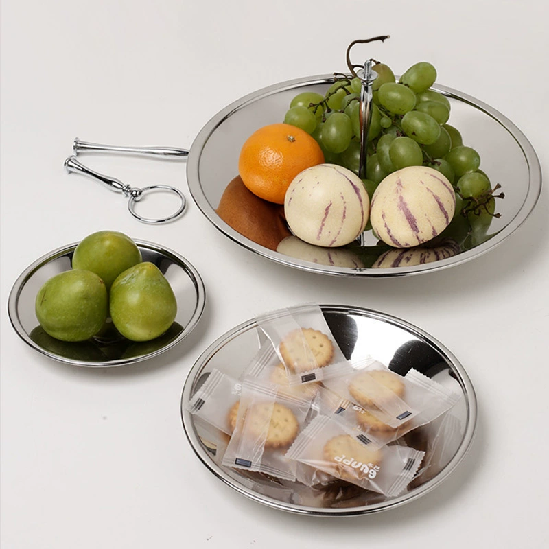 Wholesale thickened stainless steel third layer and second layer, second -layer, second -layer two -layer single -layer creative new fruit plate