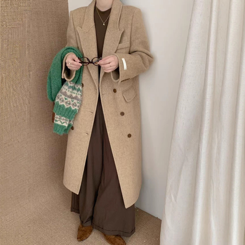 Korean-style Double-sided Wool Coat Women's New Wool High-end Double-breasted Suit Elegant Wool Coat