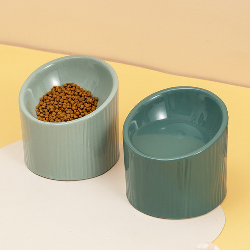 Ceramic Cat Bowl with Sloped Edge, Tall Legs for Dogs and Cats, Pet Food Bowl for Cats and Dogs, Anti-Spill Pet Supply