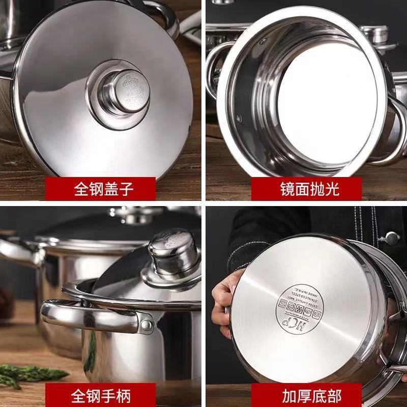 宽边锅不锈钢套装锅18-26CM礼品出口复底汤锅Cookware set-阿里巴巴