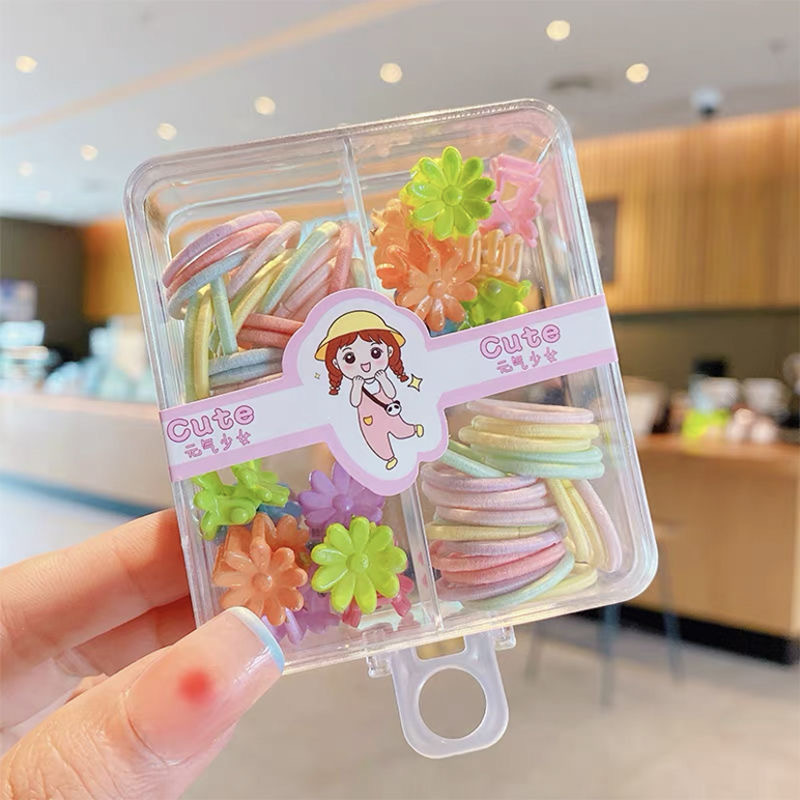 Anillo de pelo para niños horquilla en caja anillo de toalla de pulgar elástico alto clip de pelo de conejo cuerda de pelo de niña accesorios para el cabello traje al por mayor