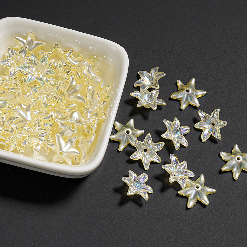 Cristal transparente con cuentas, flor de cuerno de lirio, colgante de teléfono móvil, llavero, colgante de cadena trasera, decoración pequeña