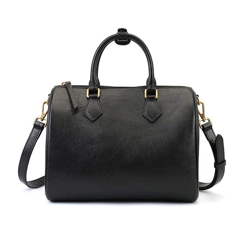 Retro Top Grain Cowhide Large Capacity Boston Handbag 2026 New Arrival Luxury Shoulder Crossbody Pillow Bag For Women - Thumbnail 8