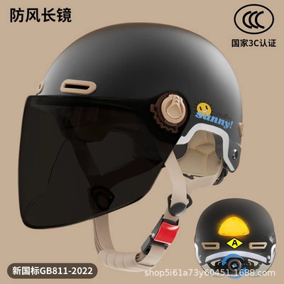 Motosiklet kaskı (dəbilqə) – lightweight half helmet - bright-black-long-tea-mirror