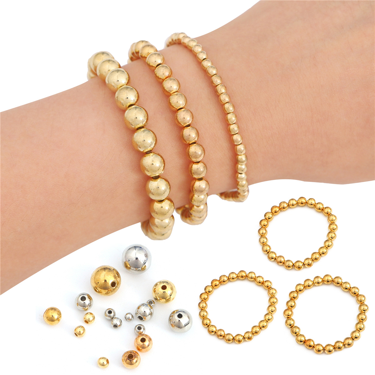 1 Set Quantity CCB Material 1 Set Diameter 4mm Diameter 6 Mm Diameter 8mm CCB Round Solid Color DIY Jewelry Accessories Beads