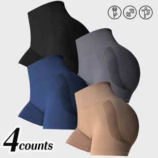 European and American New Seamless Mesh Hollow Quick-drying Training Yoga Fitness Pants High Waist Hip-lifting Sports Three-point Shorts for Women