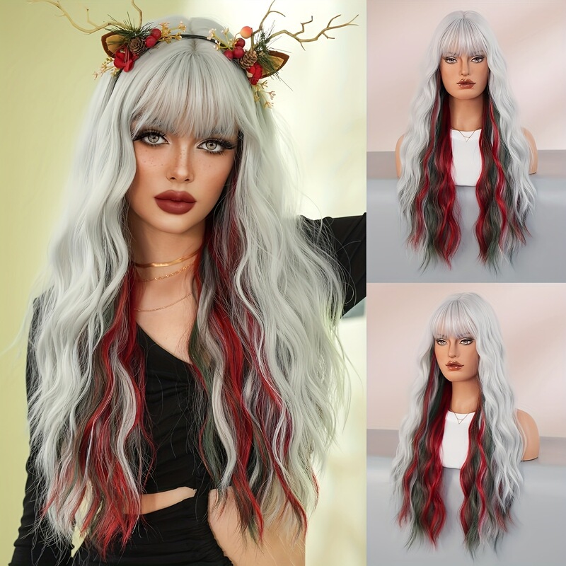 Cross-Border European and American Wigs, Long Curly Hair with Bangs, Big Wave Wig Headgear, Anime Cos Wig, Female Full Headgear
