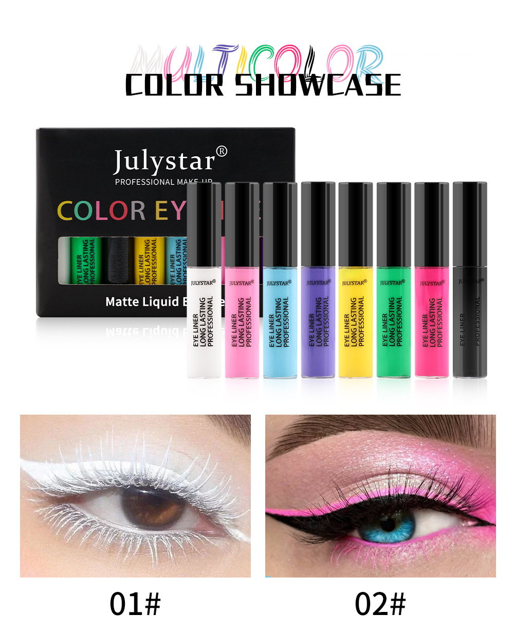 julystar Southeast Asia Foreign Trade Cool Black Eyeliner Liquid Pen Cross-border Europe and America Waterproof Colored Eyeliner Pen Set Wholesale undefined
