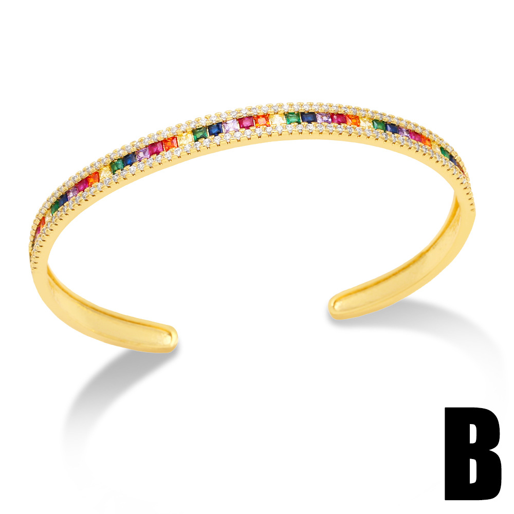 Fashion Square Copper Inlay Zircon Bangle 1 Piece