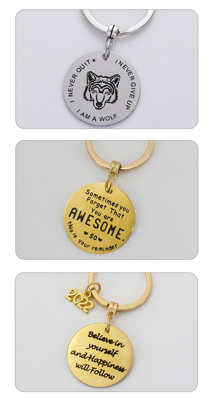 Stainless Steel Lettering Friendship Gift Keychain Accessories Couple Pendant
