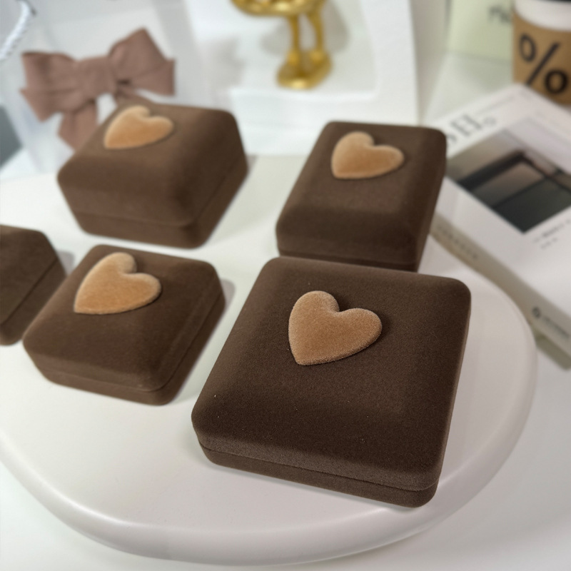1 Pieza El Plastico Flocado Estilo Simple A Diario Forma De Corazón Joyeros display picture 5