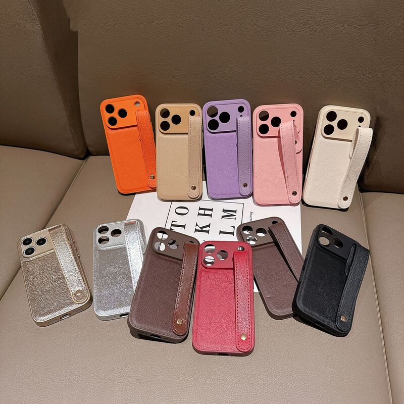 Solid Color Leather Wristband Suitable for Iphone16 Mobile Phone Case 17Promax Apple 14/15Pro Protective Cover Cross-Border Solid Color Leather Wristband Suitable for Iphone16 Mobile Phone Case 17Promax Apple 14/15Pro Protective Cover Cross-Border