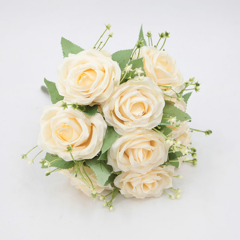 Artificial 9-cabeza concubina imperial Rosa boda flor artificial decoración del hogar Accesorios flor artificial Flor de seda al por mayor