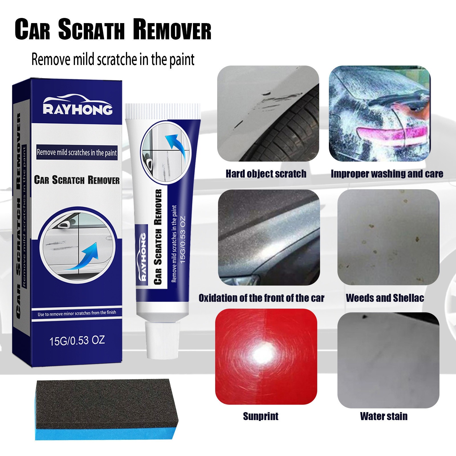 Rayhong Car Scratch Care Agent Scratch Removal Abrasive Polishing Paint Surface Refurbishment Scratch Wax Scratch Remover