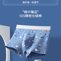 Men's pure cotton printed graphene antibacterial low-rise comfortable breathable straight-leg pants, wholesale for men