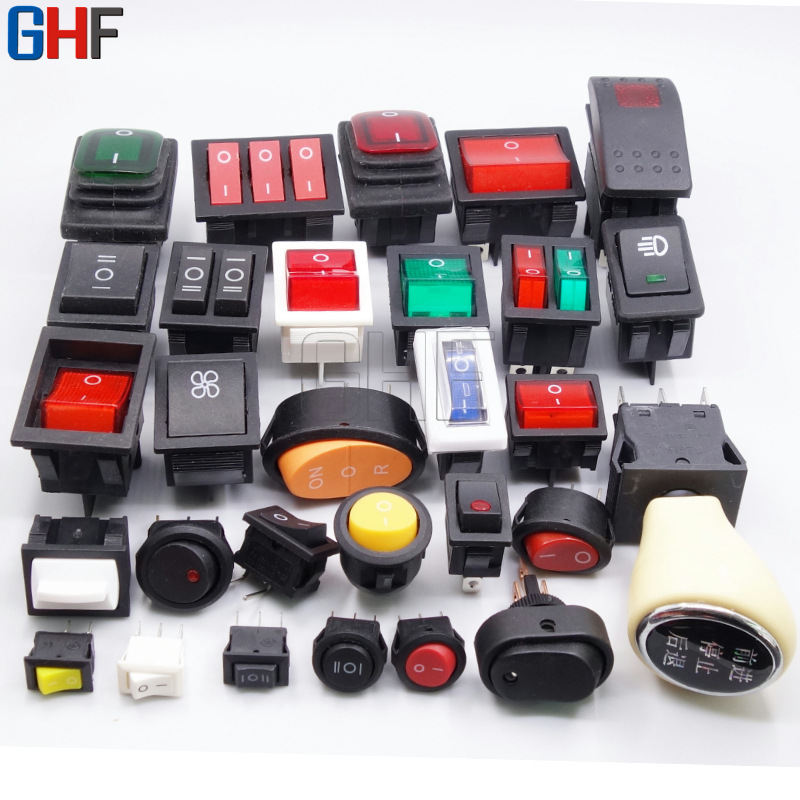 厂家直销船型开关2脚|四脚|椭圆|园型带灯3|4脚六脚三档/船形KCD4