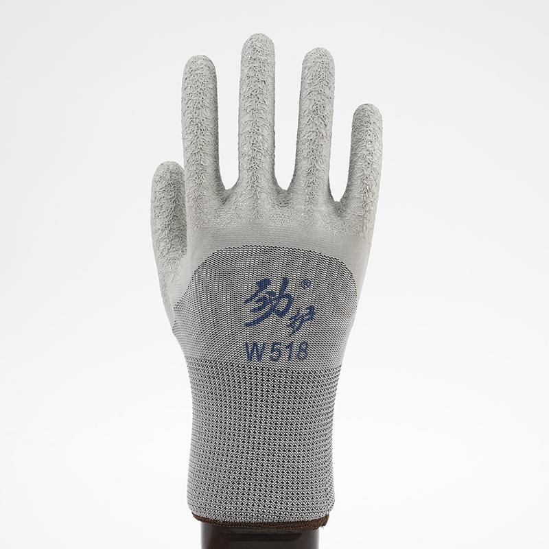 尼龙乳胶皱纹防护手套耐磨防滑耐酸碱劳保手套浸胶防护劳保手套