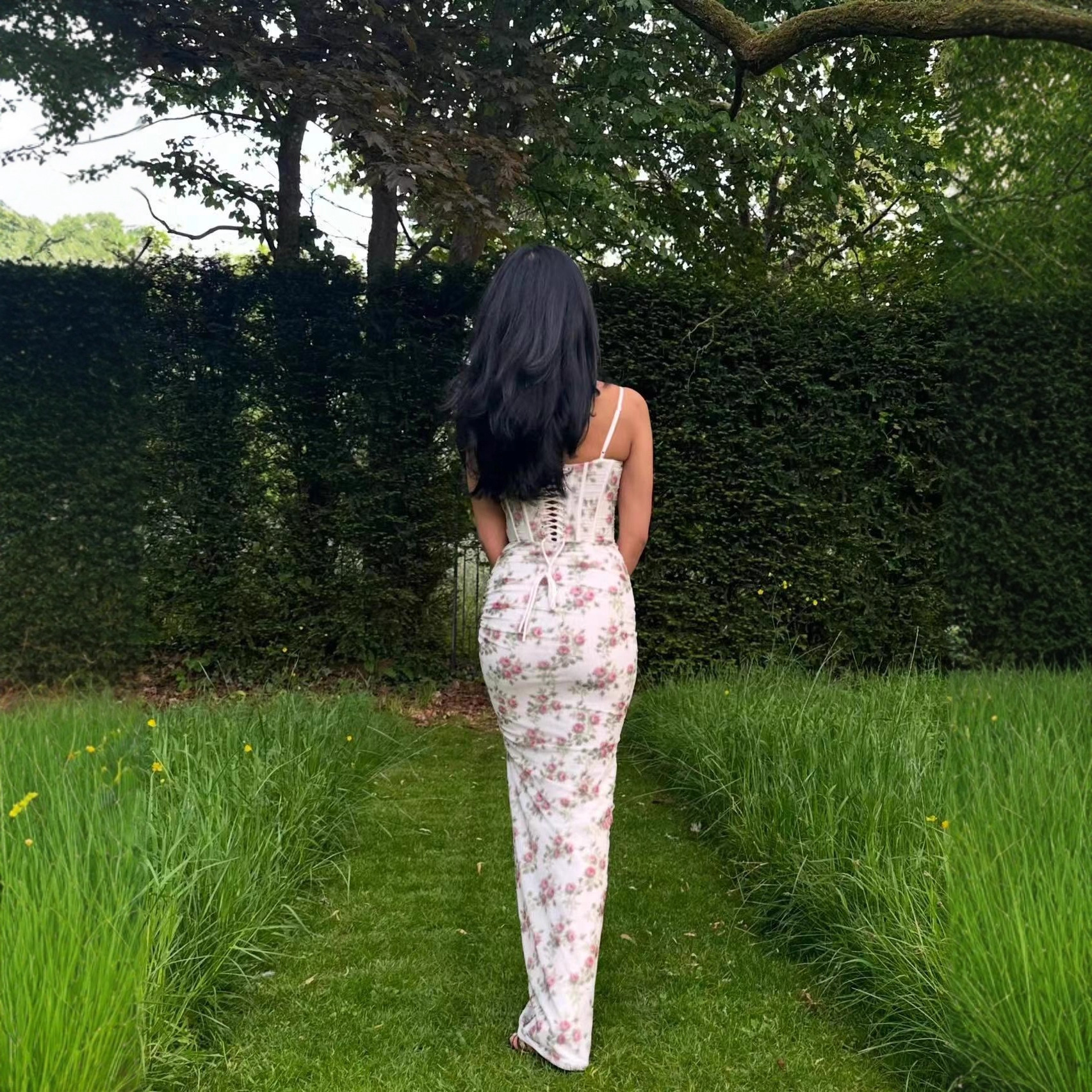 Sdm161 Cross-Border Elegant Dress with Spaghetti Straps, Tube Top, Cotton, Fishbone Straps, Formal Dress, Vacation Long Dress