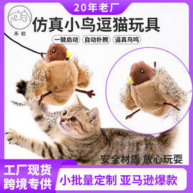 猫玩具亚马逊跨境电动仿真小鸟感应喜鹊猫咪自嗨解闷毛绒智能玩具