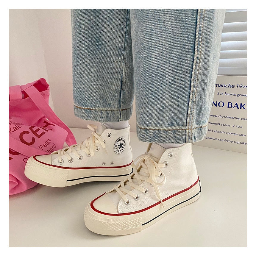 High-Top-Schuhe mit dicken Sohlen, klassische Canvas-Schuhe für Damen, Ulzzang Hong Kong-Stil, vielseitige 2022 neue koreanische Version von Schuhen_voghion.com