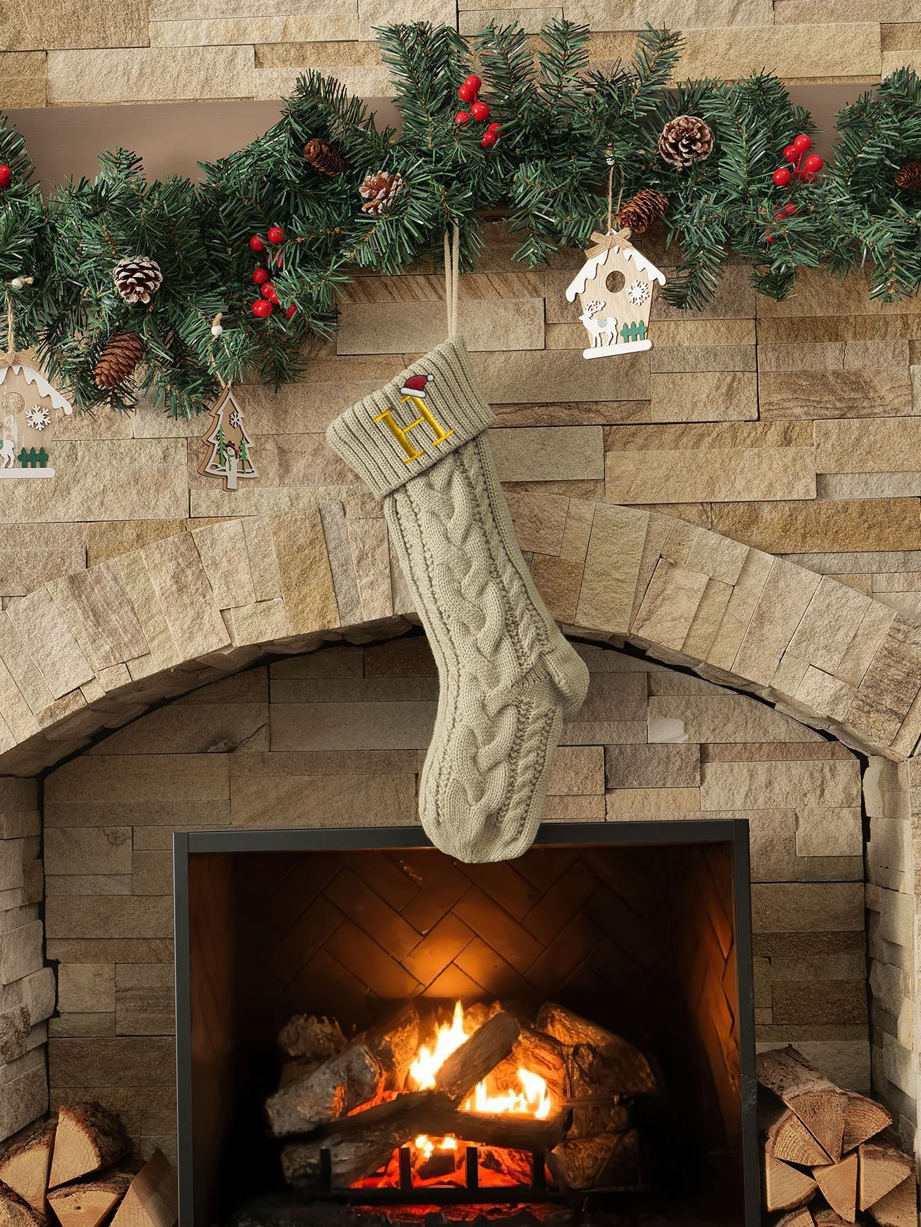 Amazon Europa y los Estados Unidos medias de Navidad personalizadas bordadas calcetines de letras de punto medias de regalo de Navidad colgantes fabricantes image 40