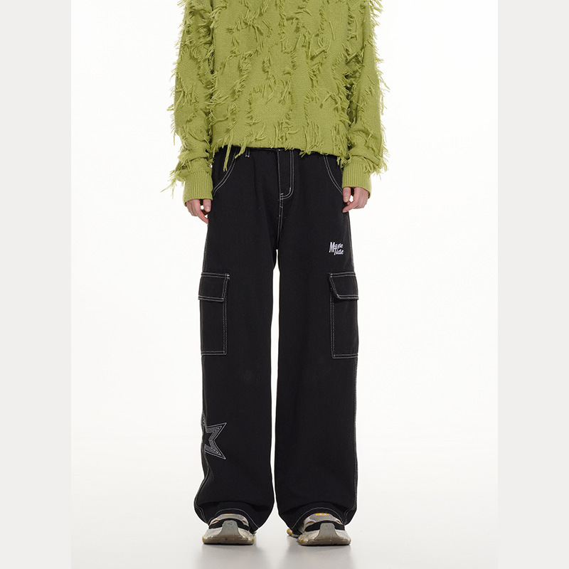 Cross-border American Star Design Sense Jeans Men's Ins Fashion Brand Retro Straight Pants Loose Niche Casual Pants