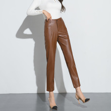 2025秋冬新款海宁皮裤女高腰韩版显瘦绵羊皮九分裤外穿直筒小脚裤