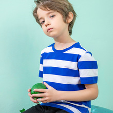 童装插肩条纹短袖T定制薄款韩版儿童纯色纯棉T恤来图加工贴牌代工