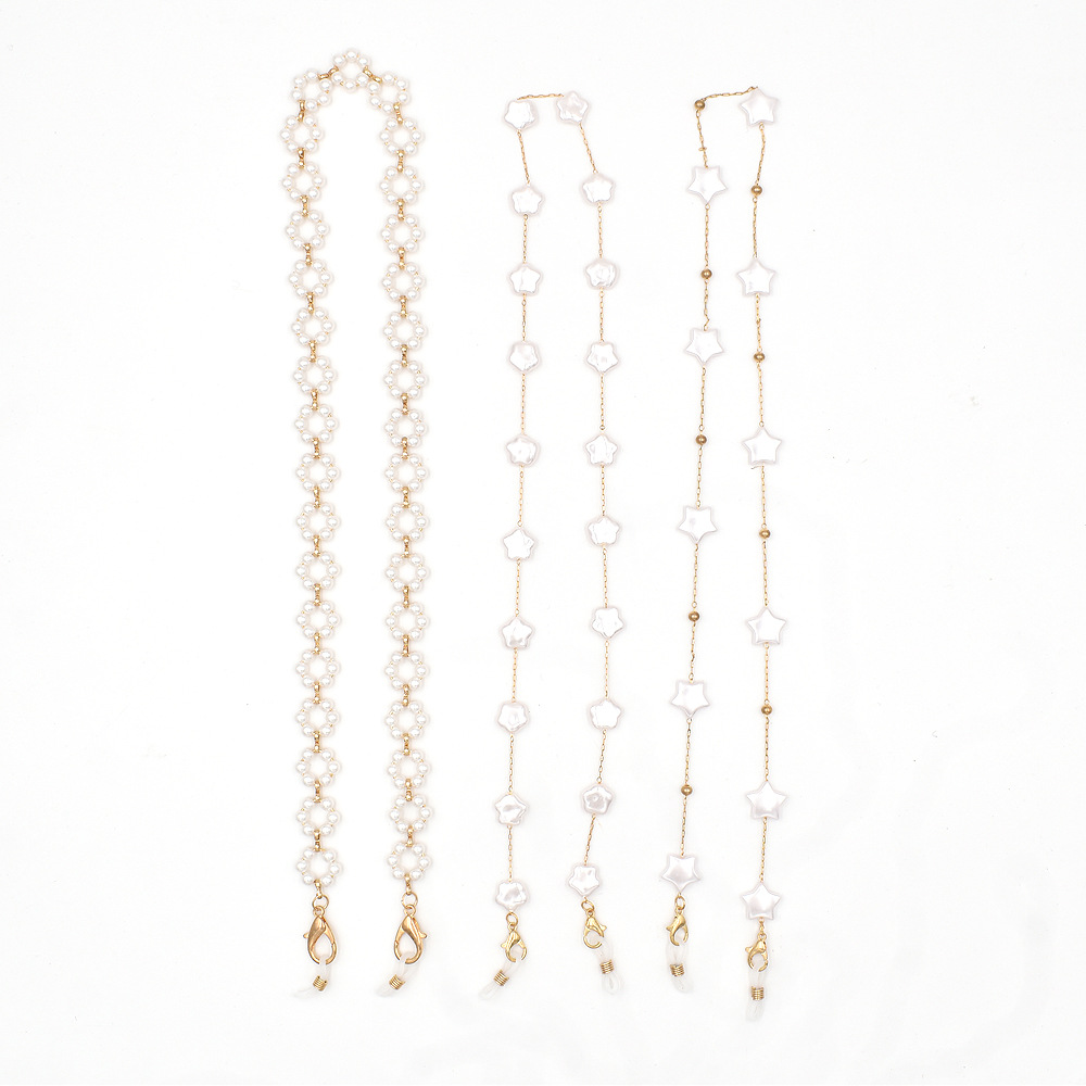 Foreign Trade Special-shaped Pearl Glasses Chain Diy Hanging Neck Anti-lost Pearl Star Glasses Mask Chain Extension Chain Metal Chain display picture 5