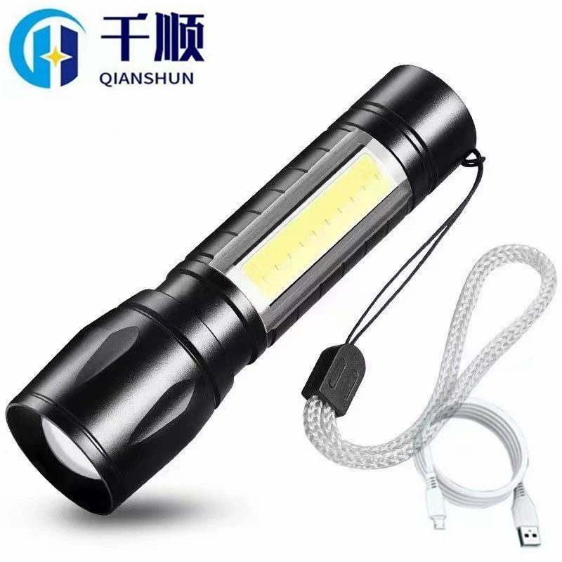 Трансграничный фонарик, перезаряжаемый USB, уличный супер яркий Дальний домашний аварийный свет, спецназ, водонепроницаемый мини