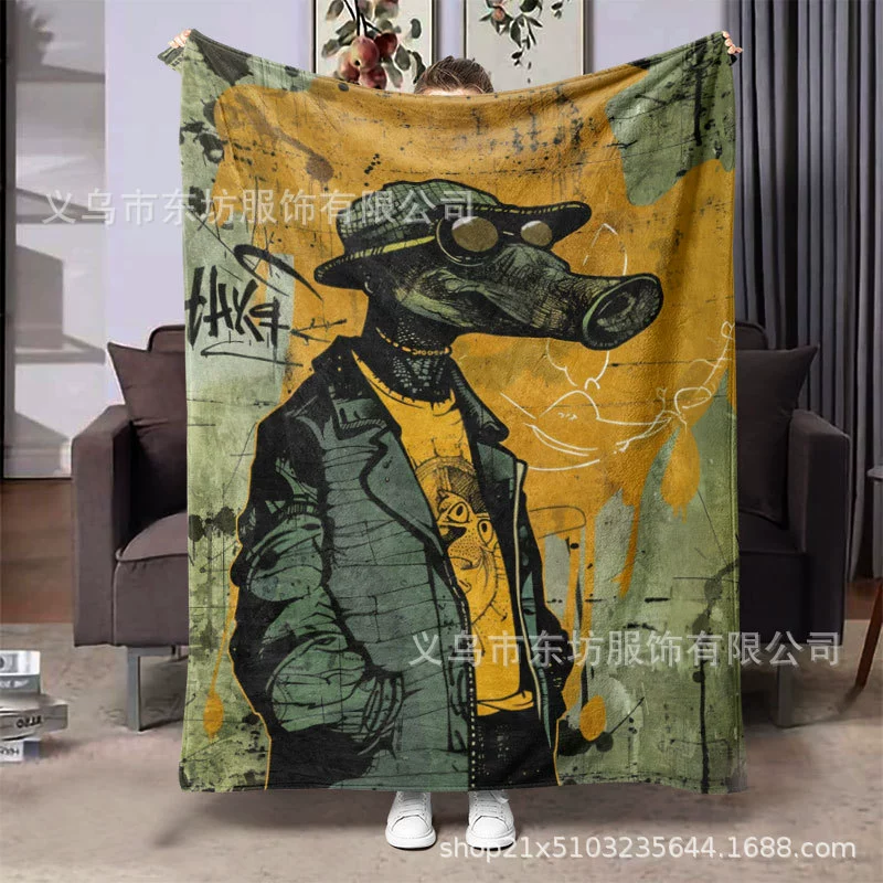 Прилив крутой крокодил креативный характер фланелевый теплый одеяло универсальный