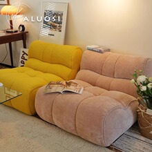 布艺汪汪单人位沙发奶油风现代简约卧室阳台客厅休闲懒人沙发椅子