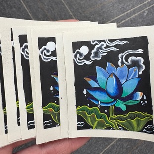 Regong Qinghai pure hand-painted thangka wubala flower 4*5 card core