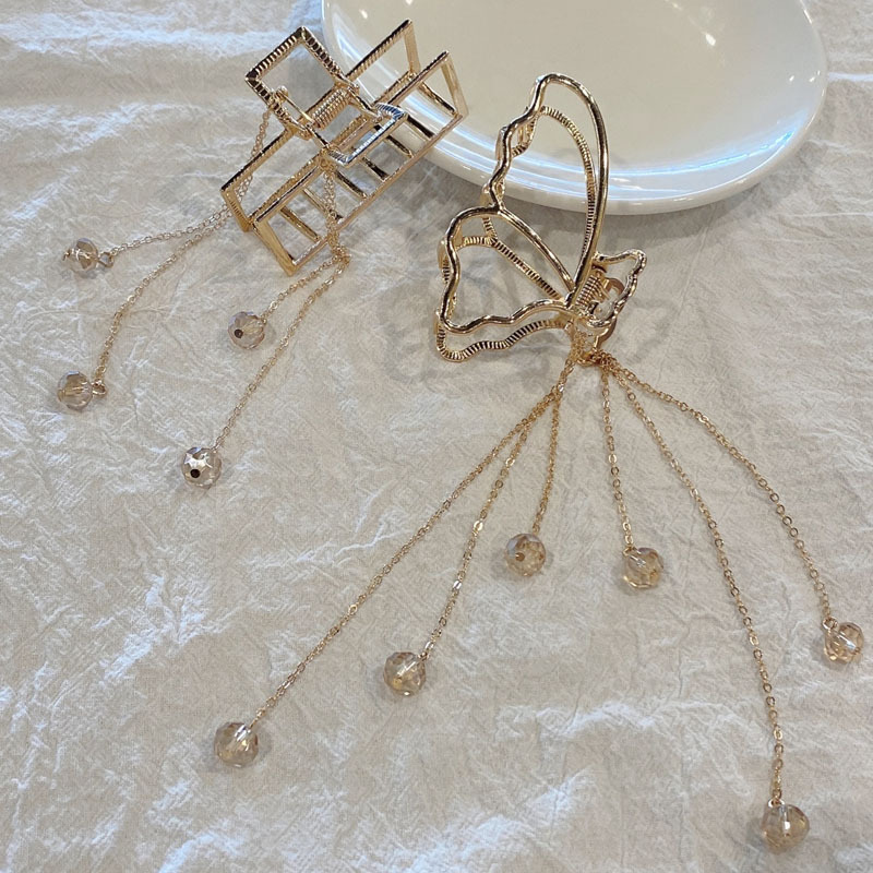 15g Weight Headwear Classification Festival Occasion Women'S Gender Fashion Style Retro Butterfly Metal Pendant Tassel Hair Clip 无