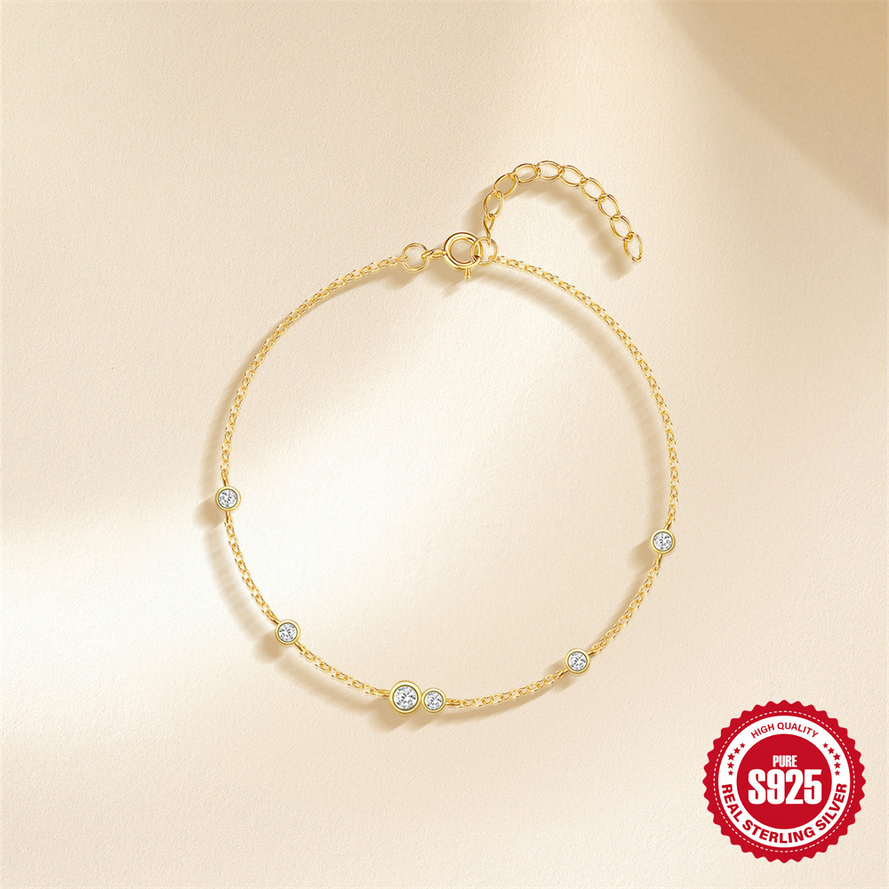 Nuevo s925 plata de ley, diseño de nicho simple, bolso con incrustaciones de diamantes, personalidad de alta gama, pulsera de pila versátil