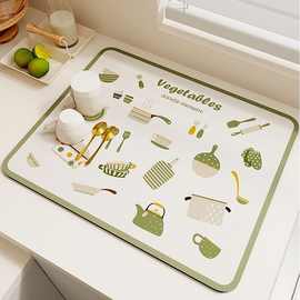 厨房沥水垫软硅藻泥吸水速干台面垫碗盘隔热防烫茶水台免洗餐桌垫