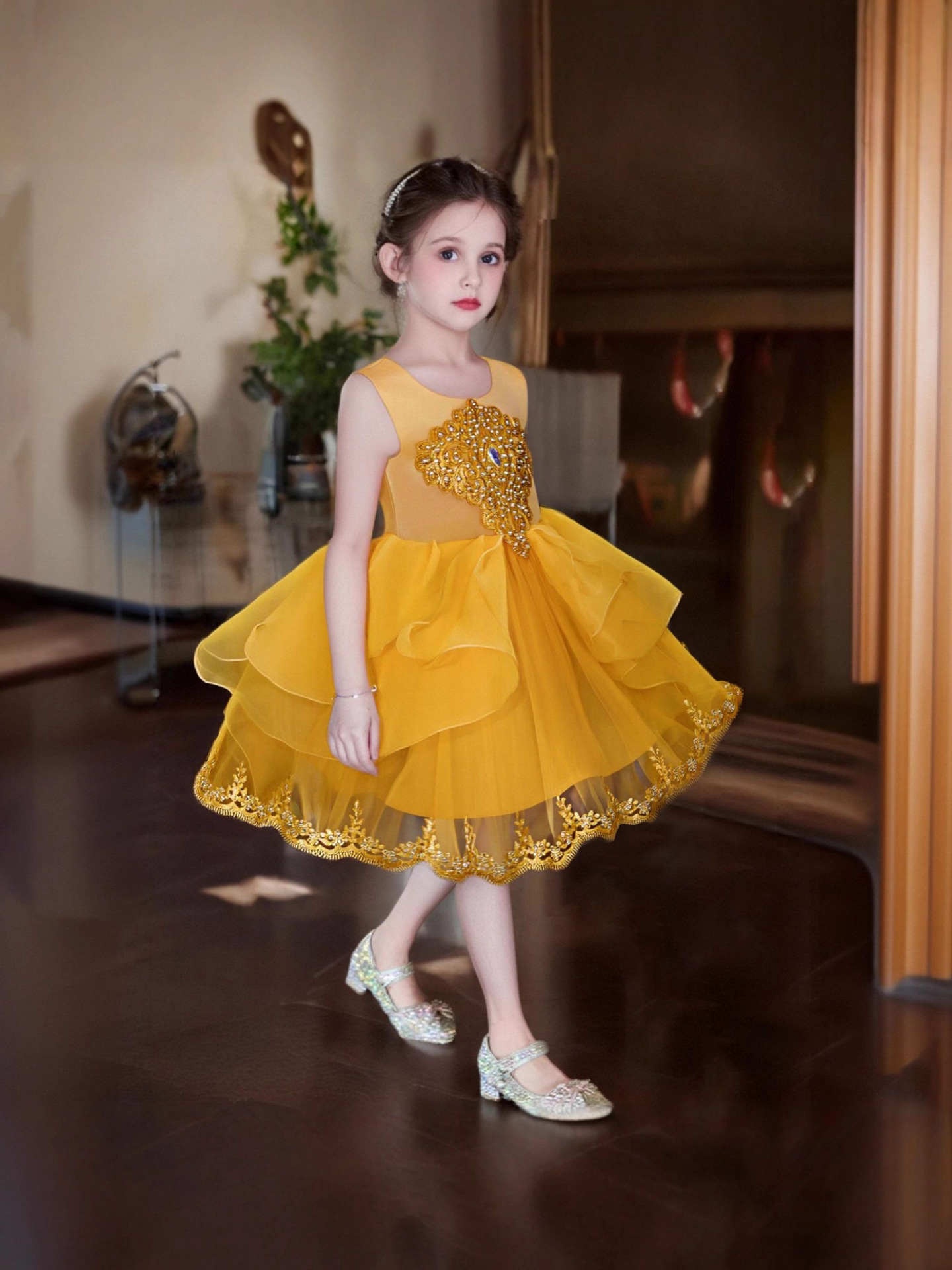 Nuevos vestidos de princesa transfronterizos para niños vestidos de piano para chicas vestidos de noche de cumpleaños de pequeña anfitriona Liu Yan 366