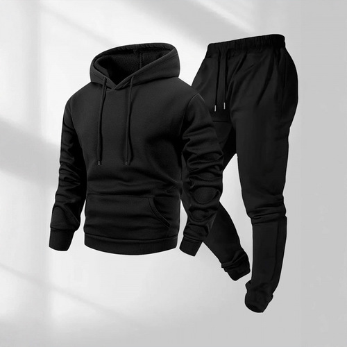 Hot-selling autumn and winter men's solid color hoodie hoodie suit casual foot-tight pants for men can be printed with logo