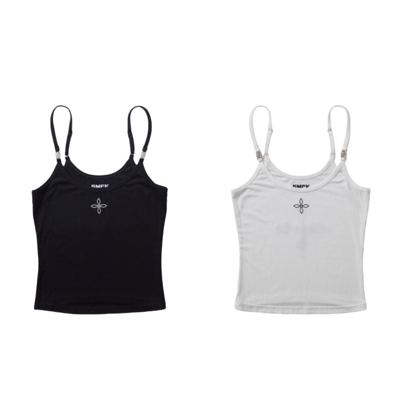Smfk Cross Seal Acetate Tight Suspender Black Pure Color Shoulder Strap Adjustable Top Smfk Cross Seal Acetate Tight Suspender Black Pure Color Shoulder Strap Adjustable Top