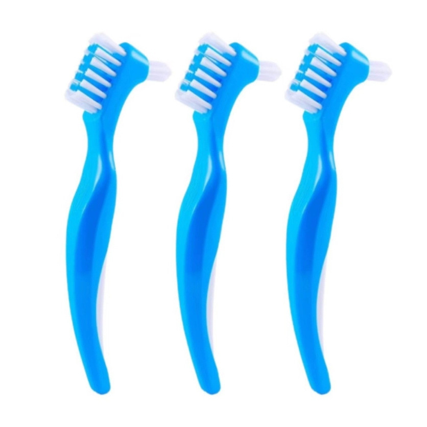 국경 양면 틀니 칫솔 휴대용 청소 칫솔 더블 헤드 청소 교정기 브러시 틀니 특수 관리 브러시