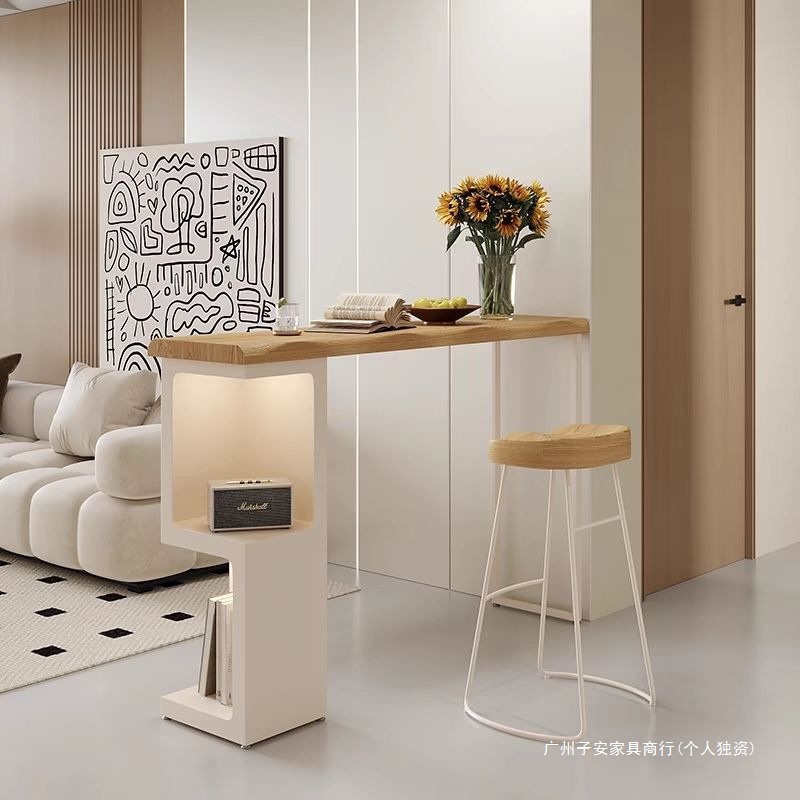 Light Luxury Solid Wood Sofa Bar Table Living Room Home Wall Partition Balcony High-Legged Long Table Solid Wood Coffee Table
