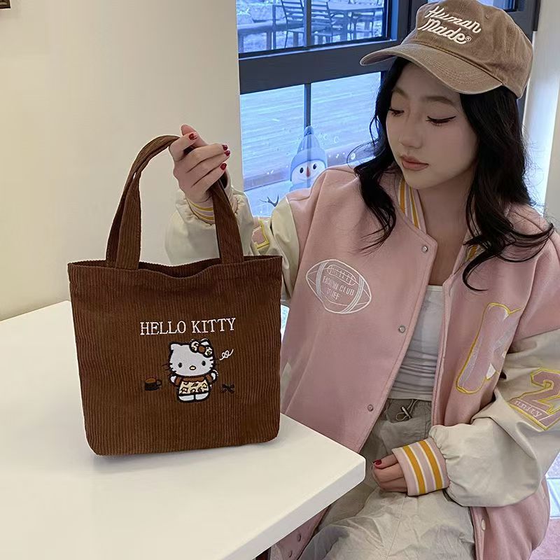 Neue Original KT Katzen Cord Handtasche Kosmetiktasche mit gehobener Optik Mini vielseitig große Kapazität Wasser- und Creme Aufbewahrungstasche Tragbar