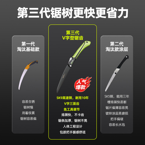 Arrizo's new folding saw SK9 steel sharp and wear-resistant portable household hand saw woodworking saw saw