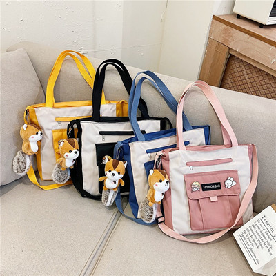 新款帆布包包女斜跨學生韓版大容量網紅單肩包ins簡約百搭手提袋