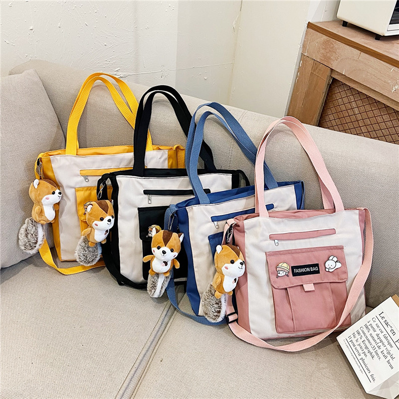 新款帆布包包女斜跨學生韓版大容量網紅單肩包ins簡約百搭手提袋