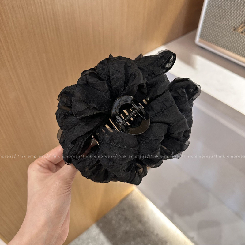 Pinza para el cabello de flor rosa para mujer 2025 nuevo clip de agarre para el cabello con placa posterior de la cabeza grande clip de tiburón de flor para la cabeza horquilla